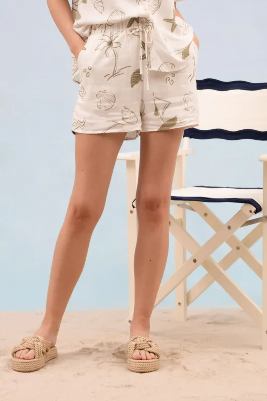Nola Sea Print Shorts, Olive sold by North & Main Clothing Company