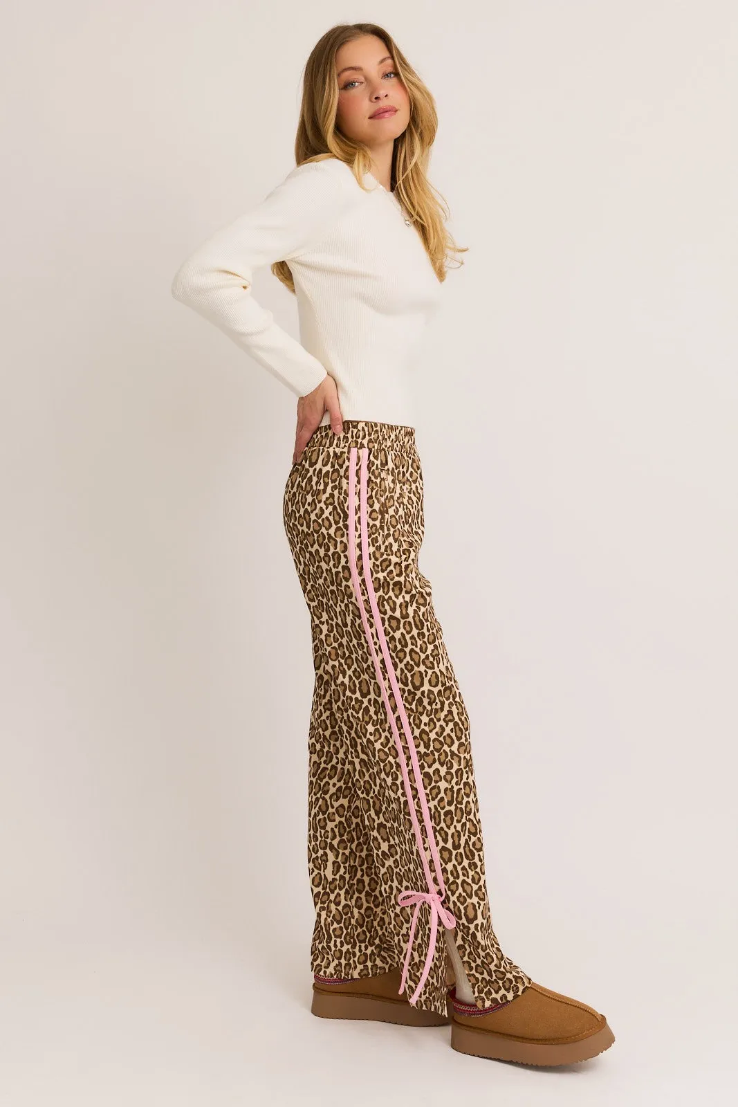 Sabina Bow Detail Track Pants, Taupe Animal sold by North & Main Clothing Company product image thumbnail 2