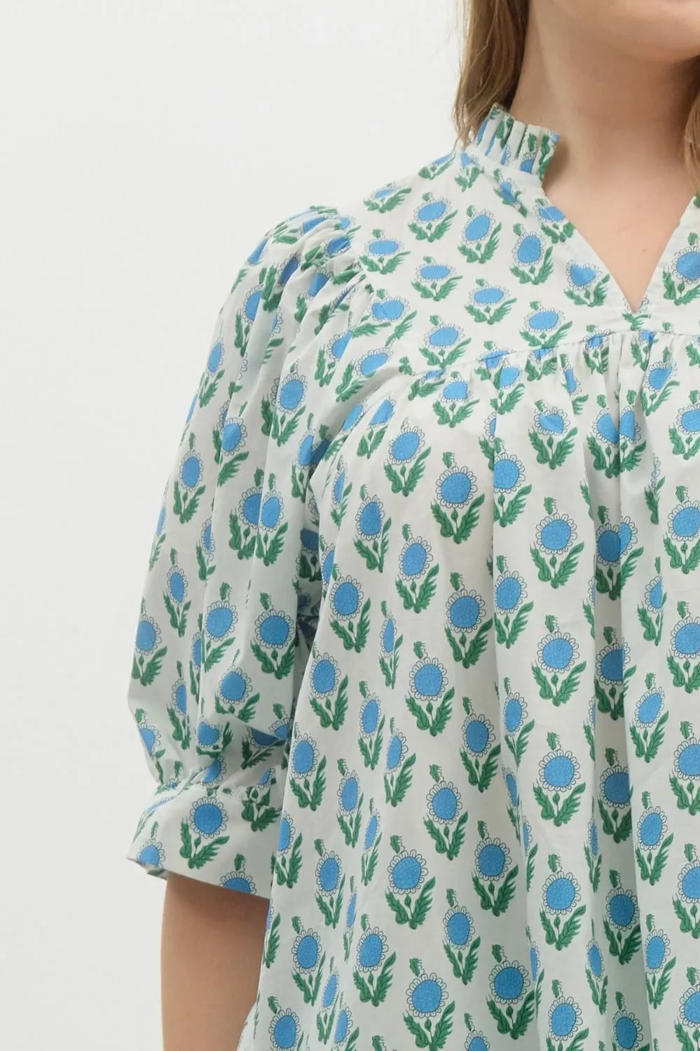 Nita Floral Half Puff Sleeve Top, Off White | Extended Sizes sold by North & Main Clothing Company product image thumbnail 3