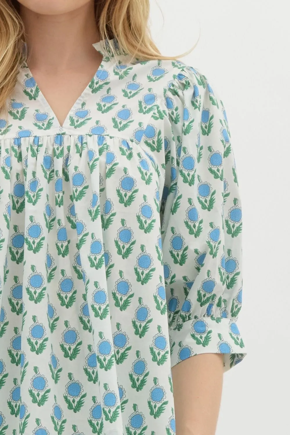 Nita Floral Half Puff Sleeve Top, Off White sold by North & Main Clothing Company product image thumbnail 3