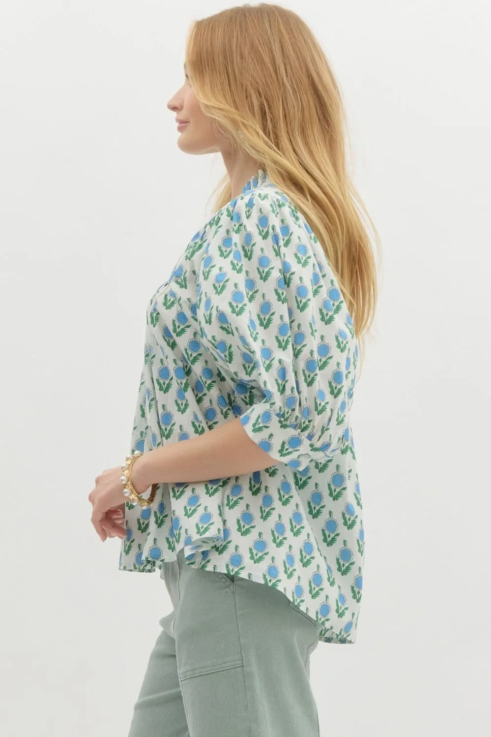 Nita Floral Half Puff Sleeve Top, Off White sold by North & Main Clothing Company product image thumbnail 5