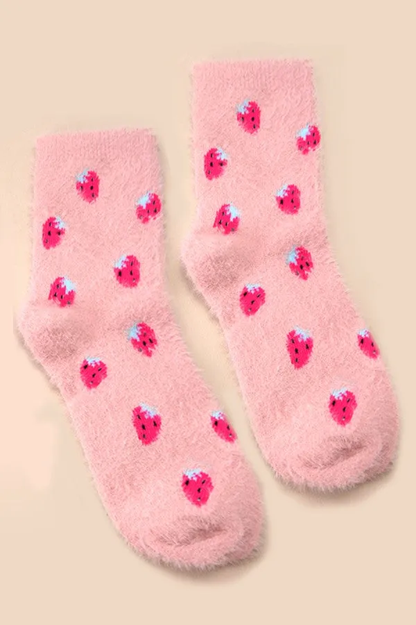 Strawberry Pink Soft Fuzzy Socks sold by North & Main Clothing Company