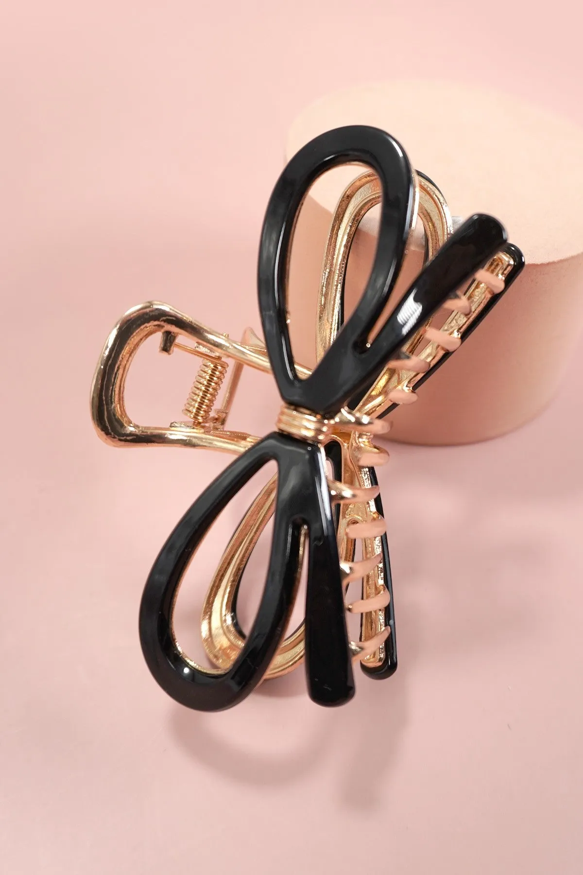 Large Metal Bow Ribbon Hair Claw, Black sold by North & Main Clothing Company