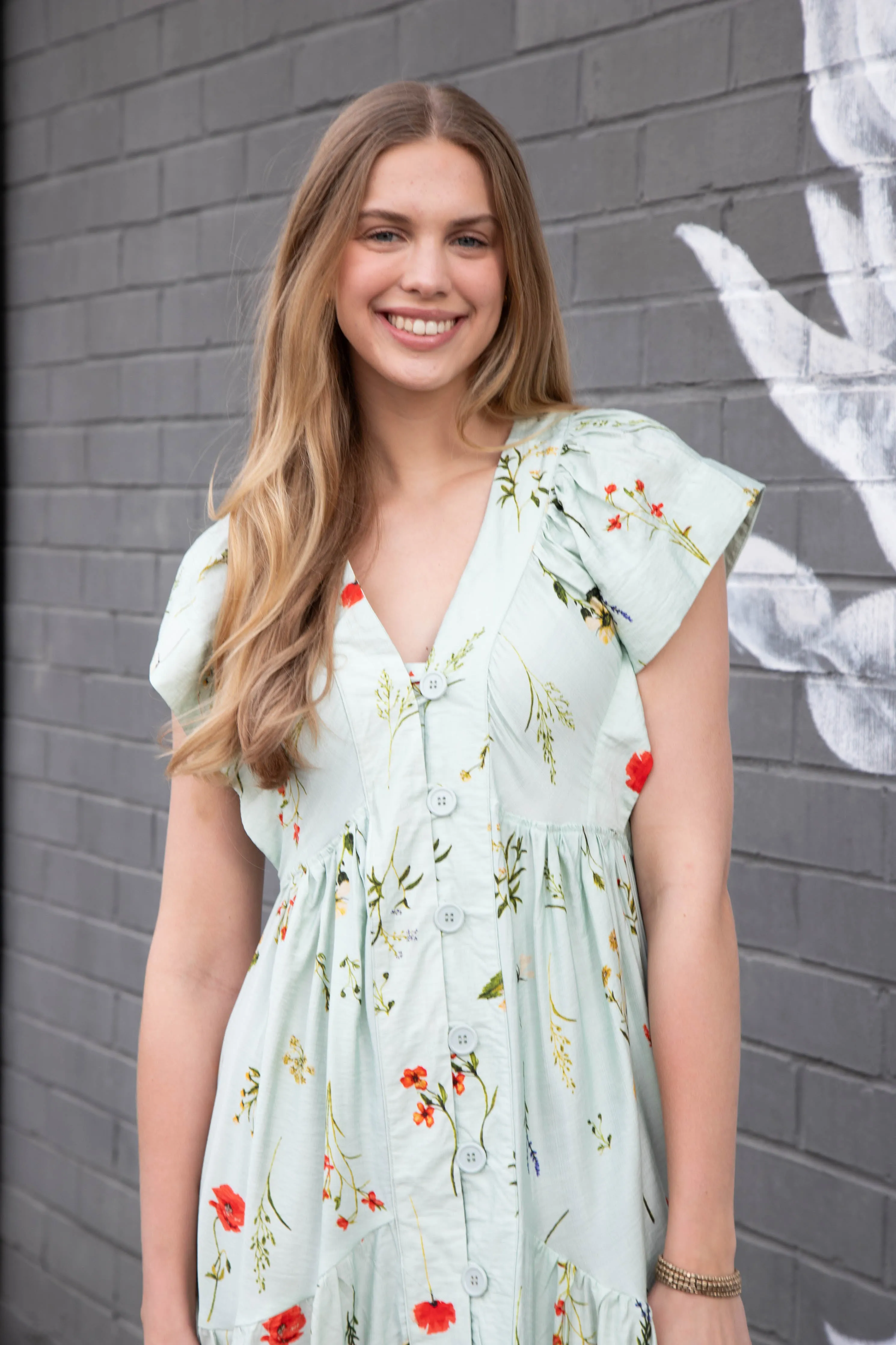 Seneca Button Down Floral Midi Dress, Mint Mix sold by North & Main Clothing Company product image thumbnail 2