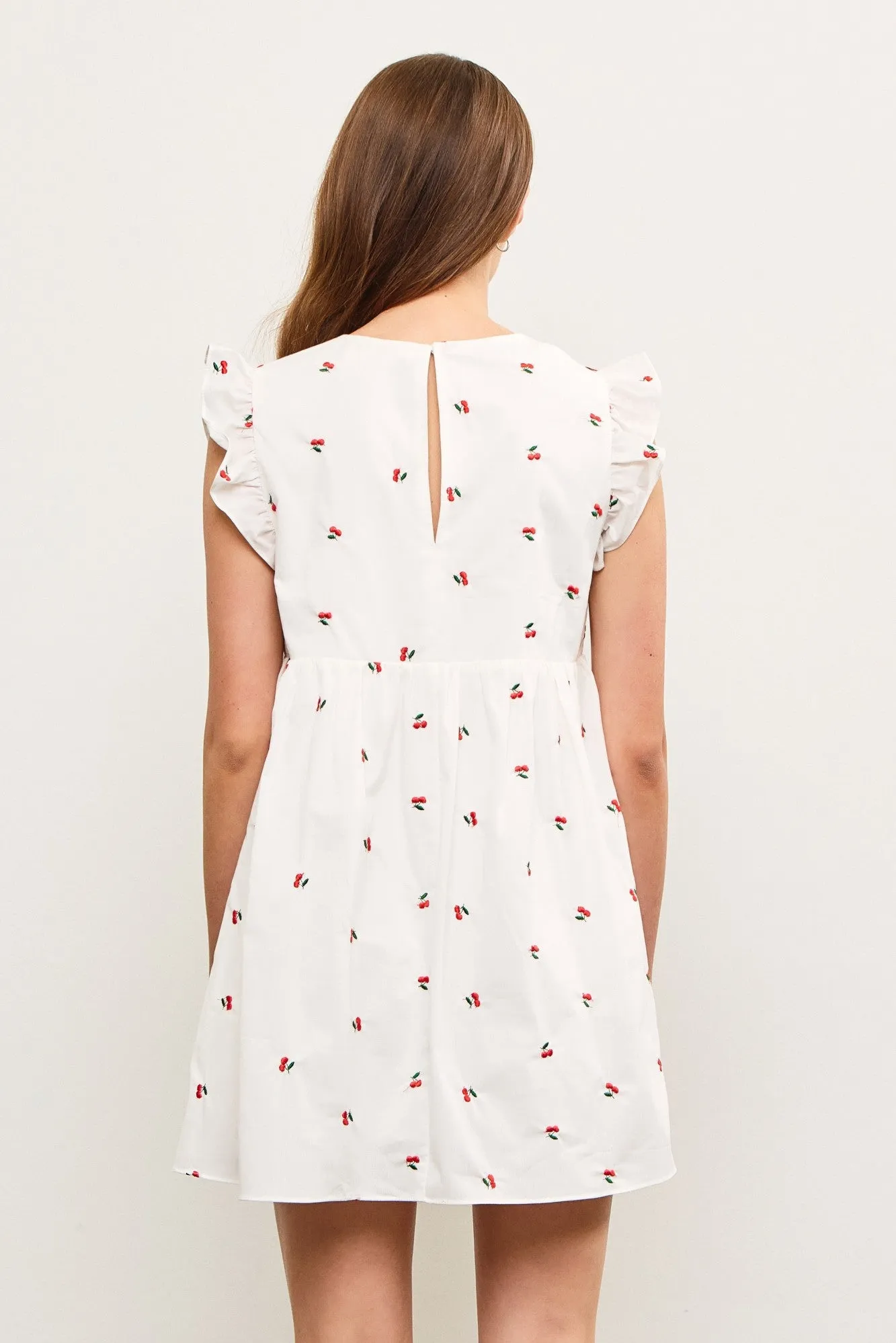 Isabella Embroidered Ruffle Sleeve Dress, Cherry sold by North & Main Clothing Company product image thumbnail 5