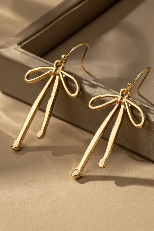 Sophia Bow Drop Earring, Gold sold by North & Main Clothing Company