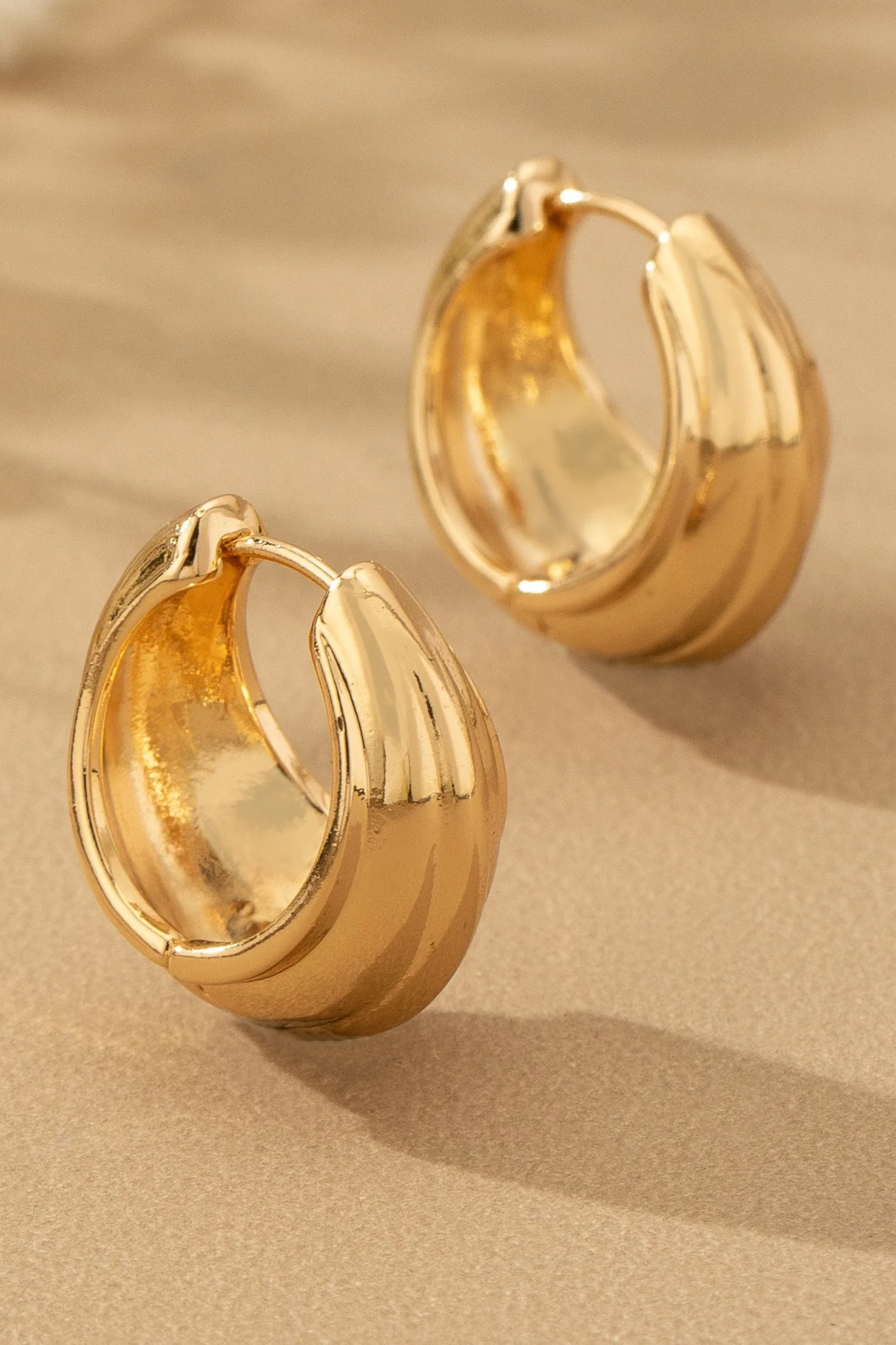 Riona Wide Hinge Hoop Earrings, Gold sold by North & Main Clothing Company