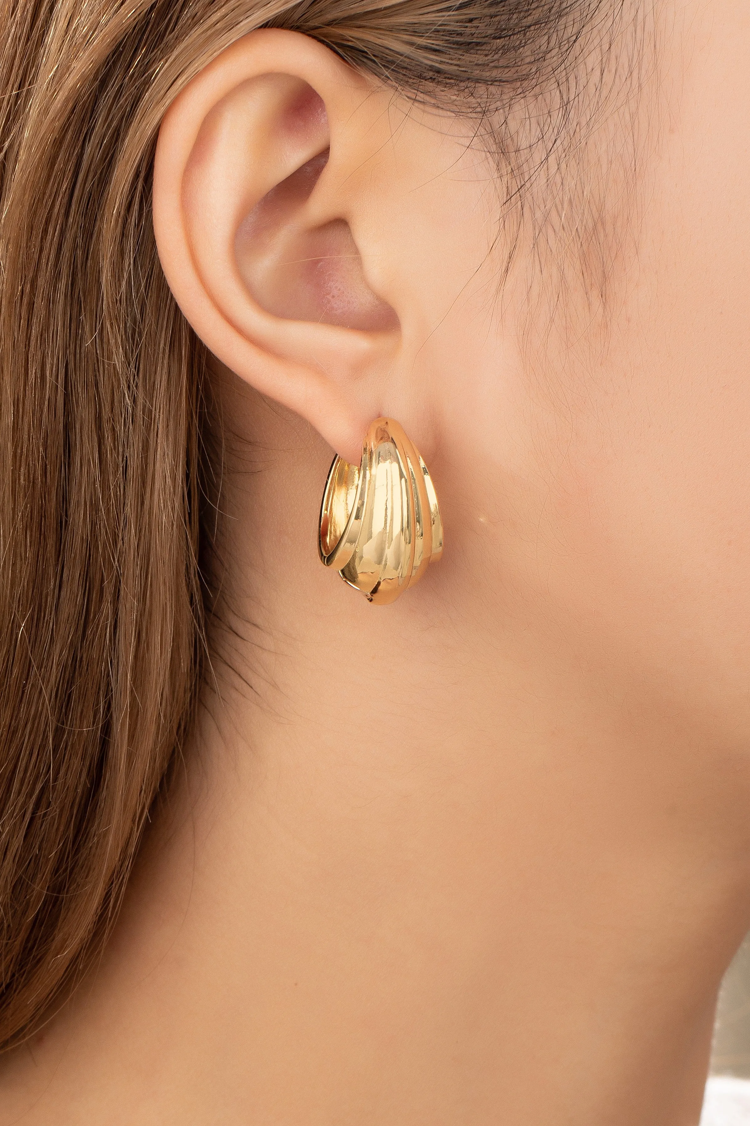 Riona Wide Hinge Hoop Earrings, Gold sold by North & Main Clothing Company product image thumbnail 2