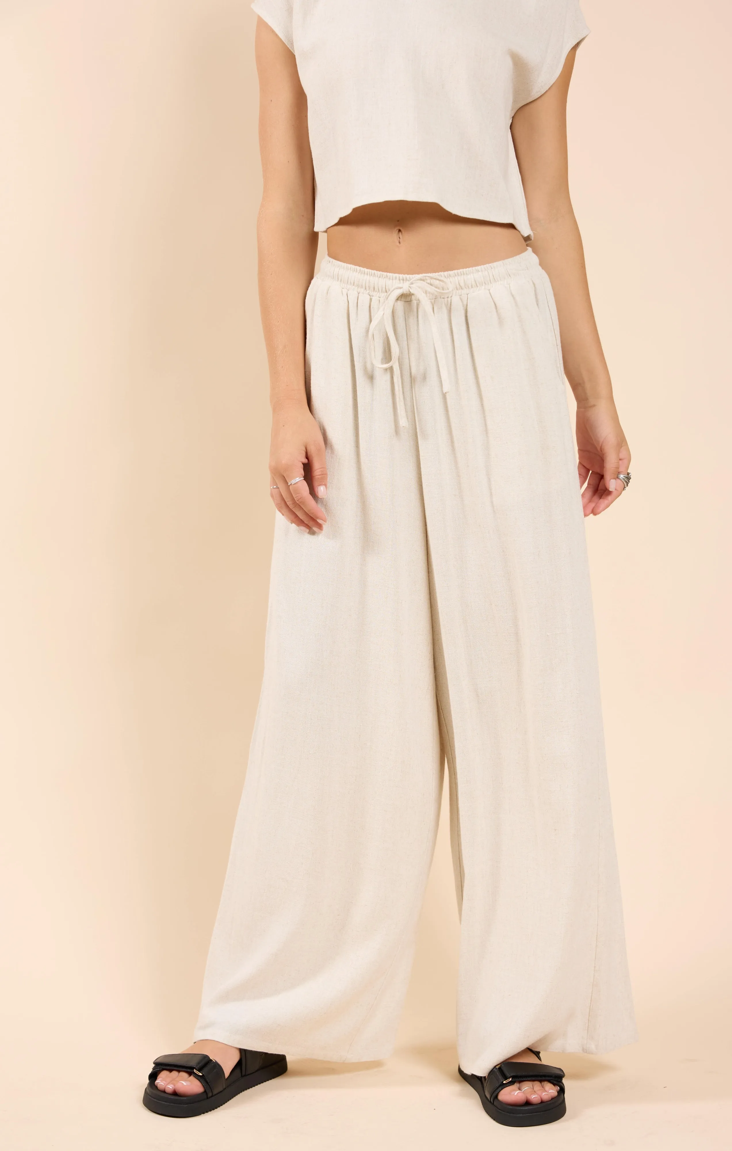 Sugarloaf Elastic Waist Pants, Oatmeal | Sadie & Sage sold by North & Main Clothing Company