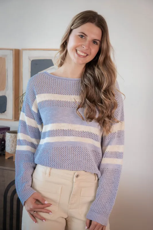 Sporty Striped Sweater, Sky Blue/Chalk | Sanctuary sold by North & Main Clothing Company