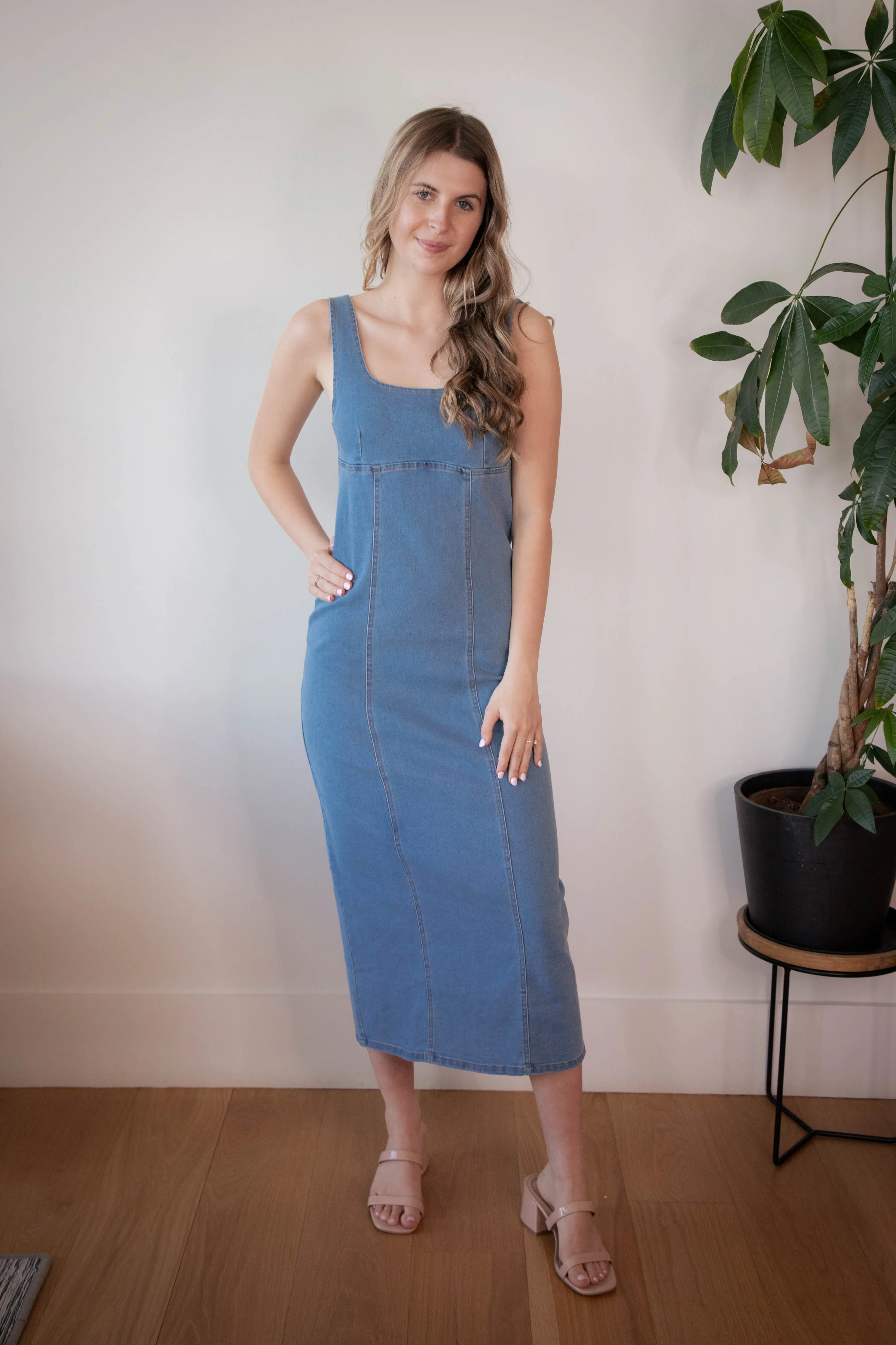 Jewel Washed Denim Bodycon Dress, Light Denim sold by North & Main Clothing Company product image thumbnail 2