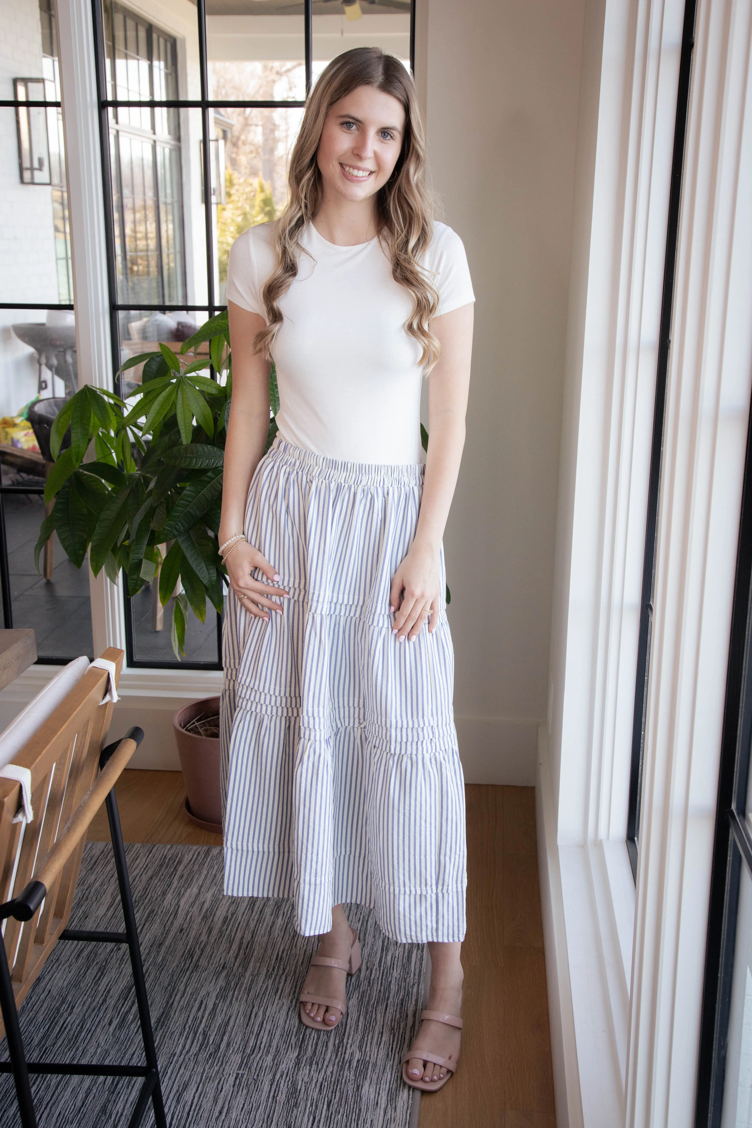 Destiny Striped Maxi Skirt, Blue sold by North & Main Clothing Company product image thumbnail 2