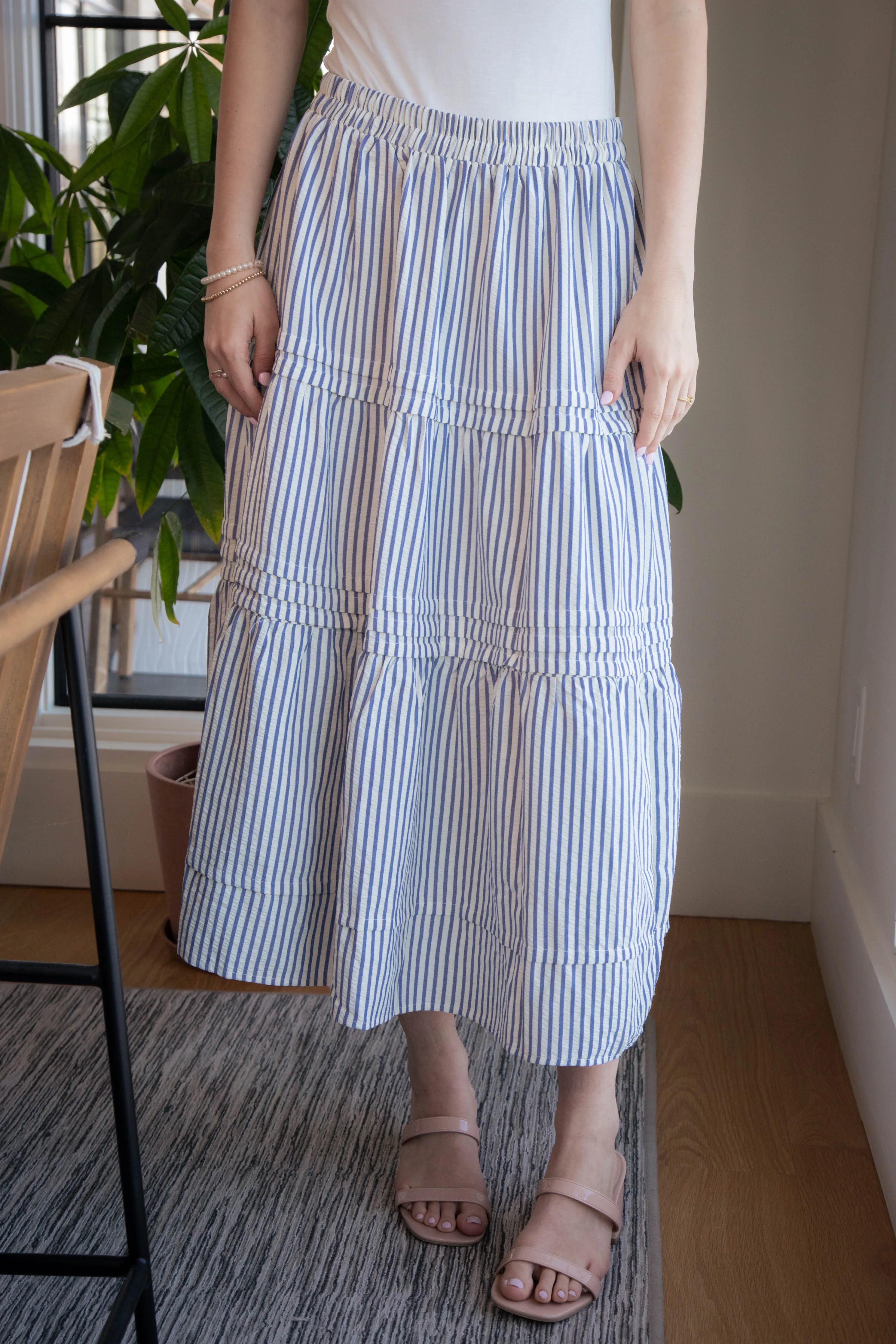 Destiny Striped Maxi Skirt, Blue sold by North & Main Clothing Company