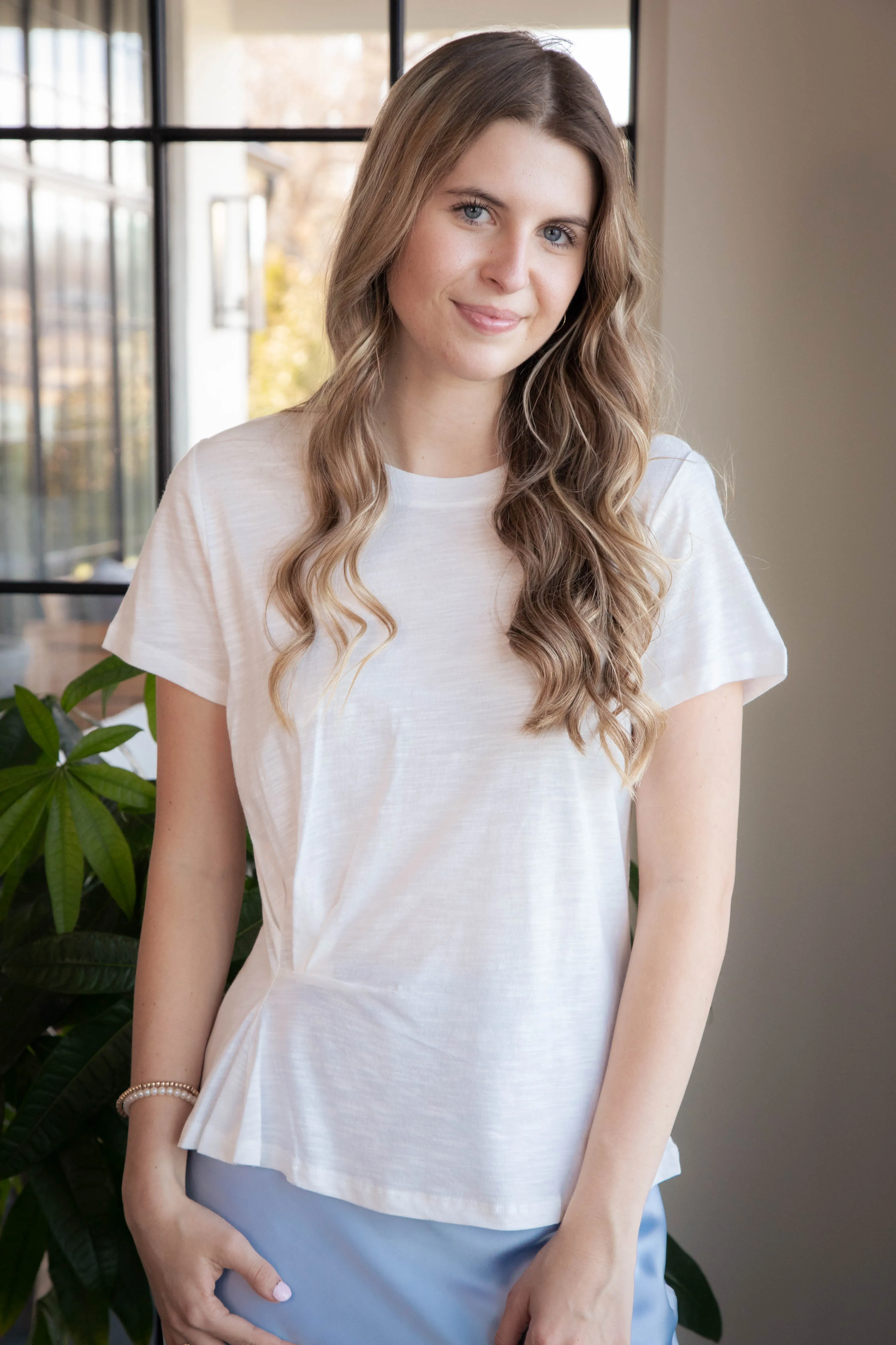 Adina Twist Front Tee, White | Sanctuary sold by North & Main Clothing Company
