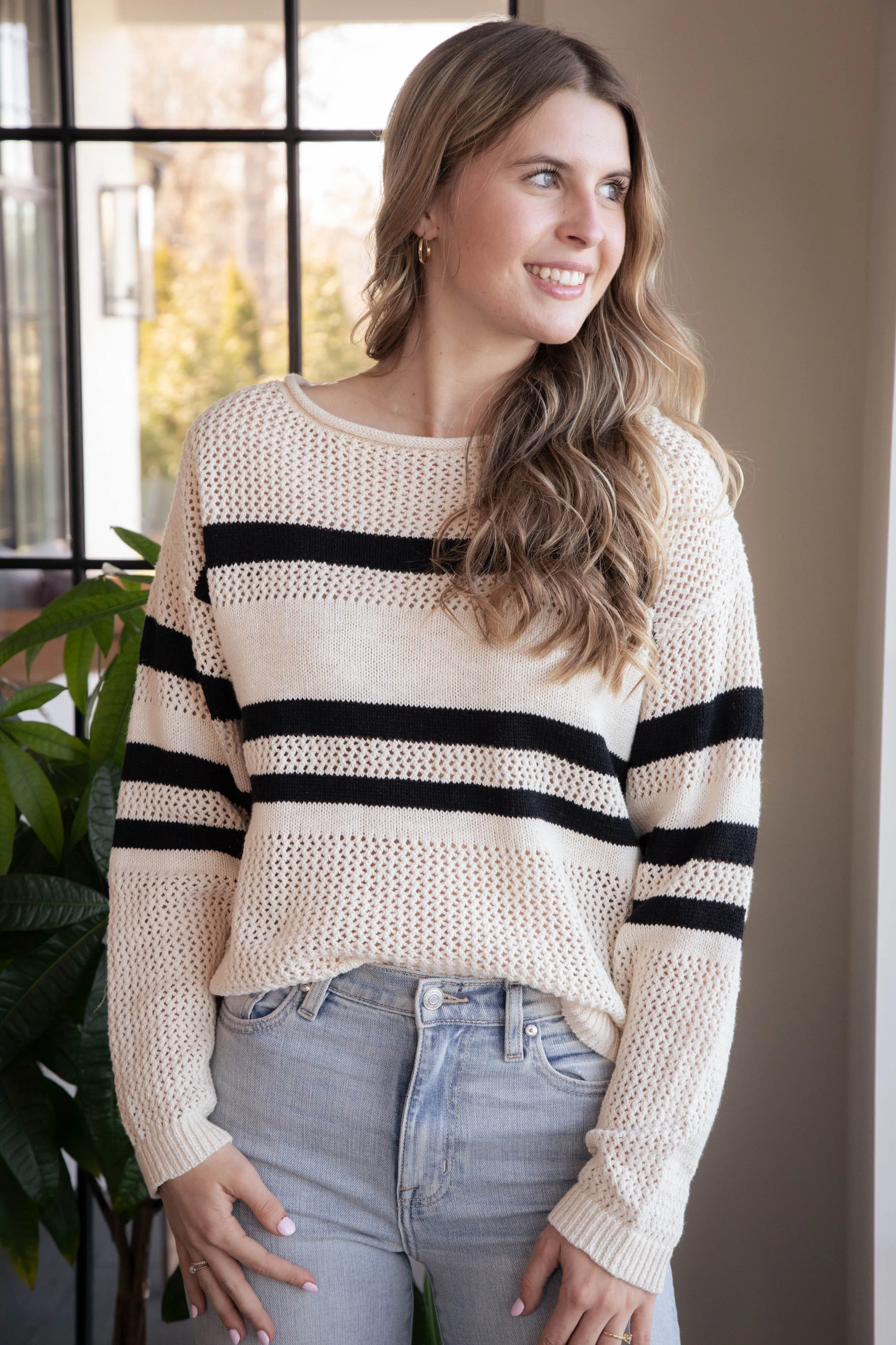 Sporty Striped Sweater, Eco Natural/Black | Sanctuary sold by North & Main Clothing Company product image thumbnail 3