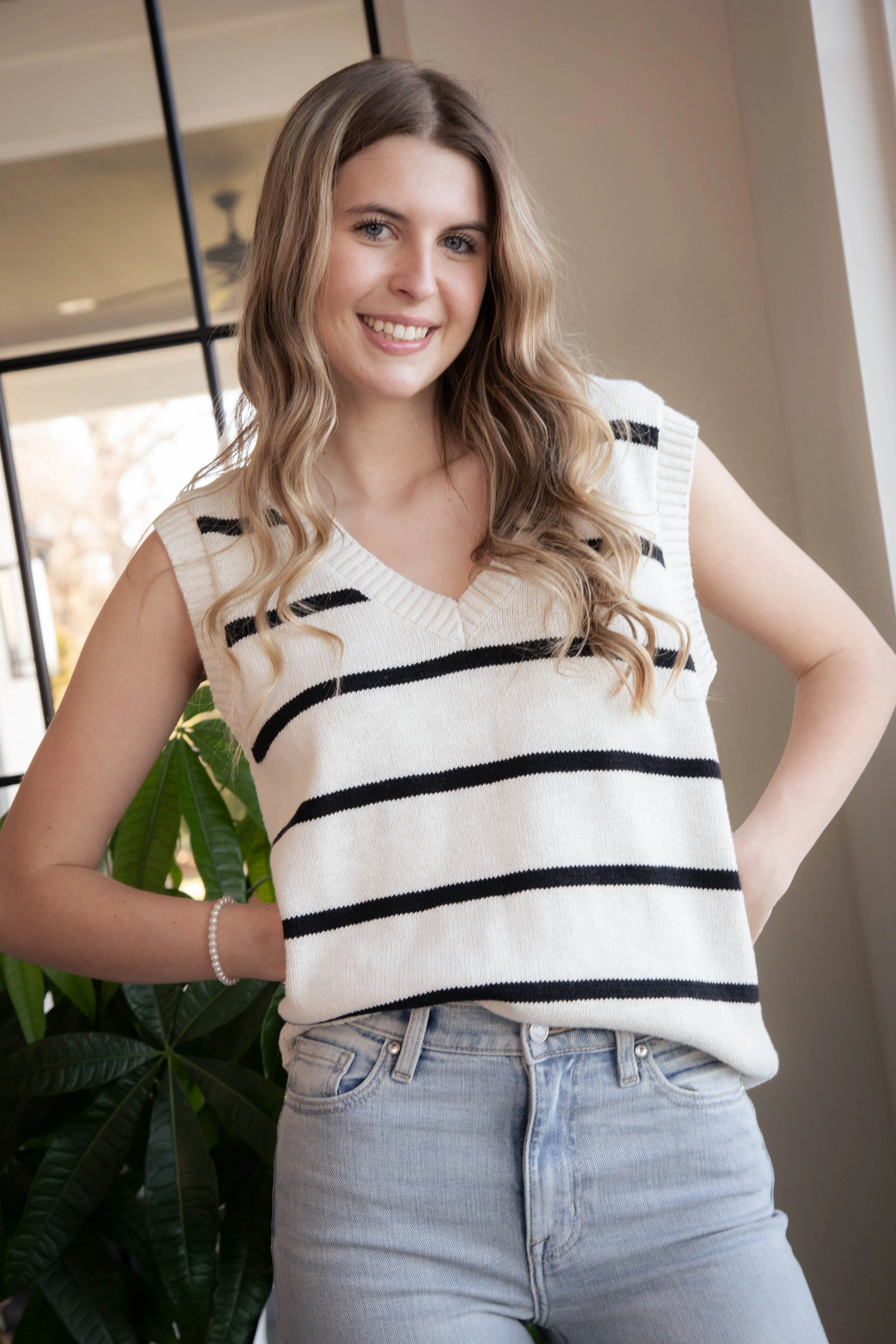 BF Sweater Vest, Chalk/Black | Sanctuary sold by North & Main Clothing Company