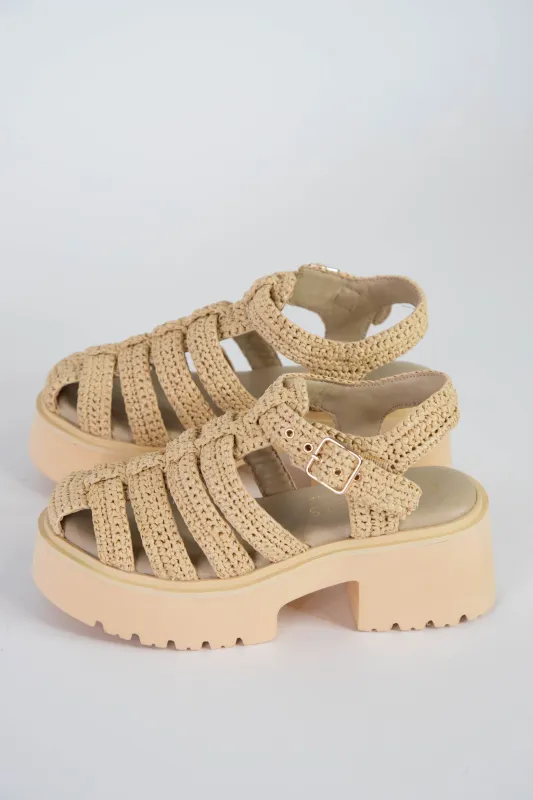 Tavi Raffia Caged Chunk Sandal, Natural | Coconuts by Matisse sold by North & Main Clothing Company
