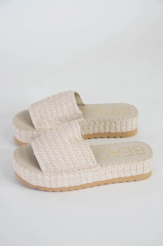 Del Mar Wide Strap Raffia Sandal, White | Beach by Matisse sold by North & Main Clothing Company