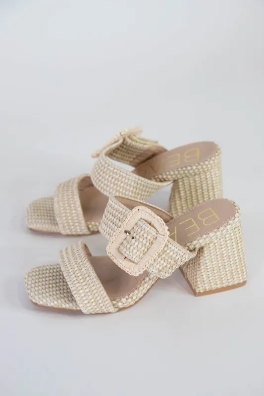 Lucy Raffia Heeled Sandal, Beige | Beach by Matisse sold by North & Main Clothing Company