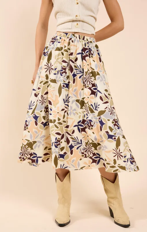 Open Road Midi Skirt, Multi | Sadie & Sage sold by North & Main Clothing Company