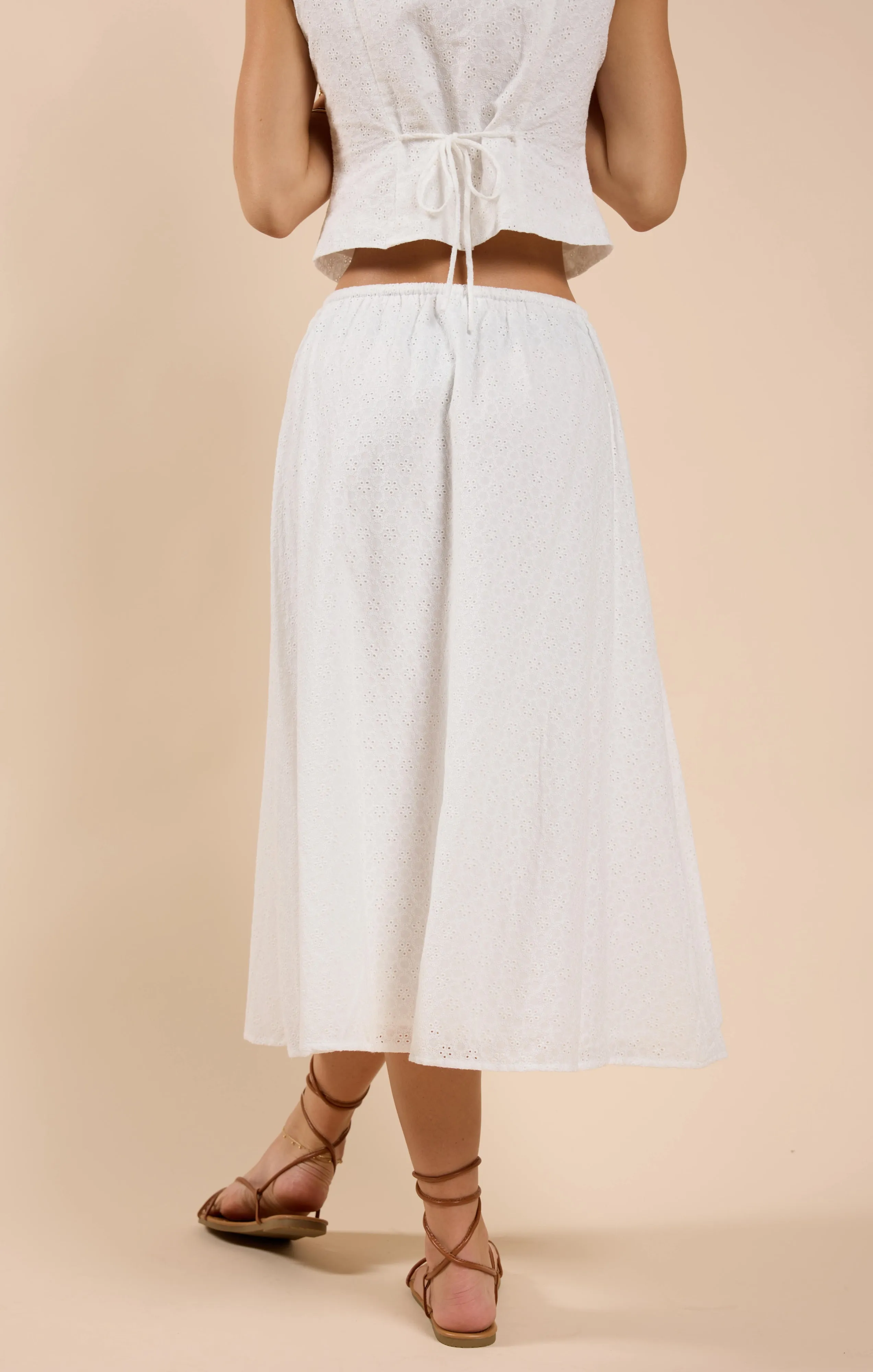 Sun Dream Eyelet Skirt, White | Sadie & Sage sold by North & Main Clothing Company product image thumbnail 4