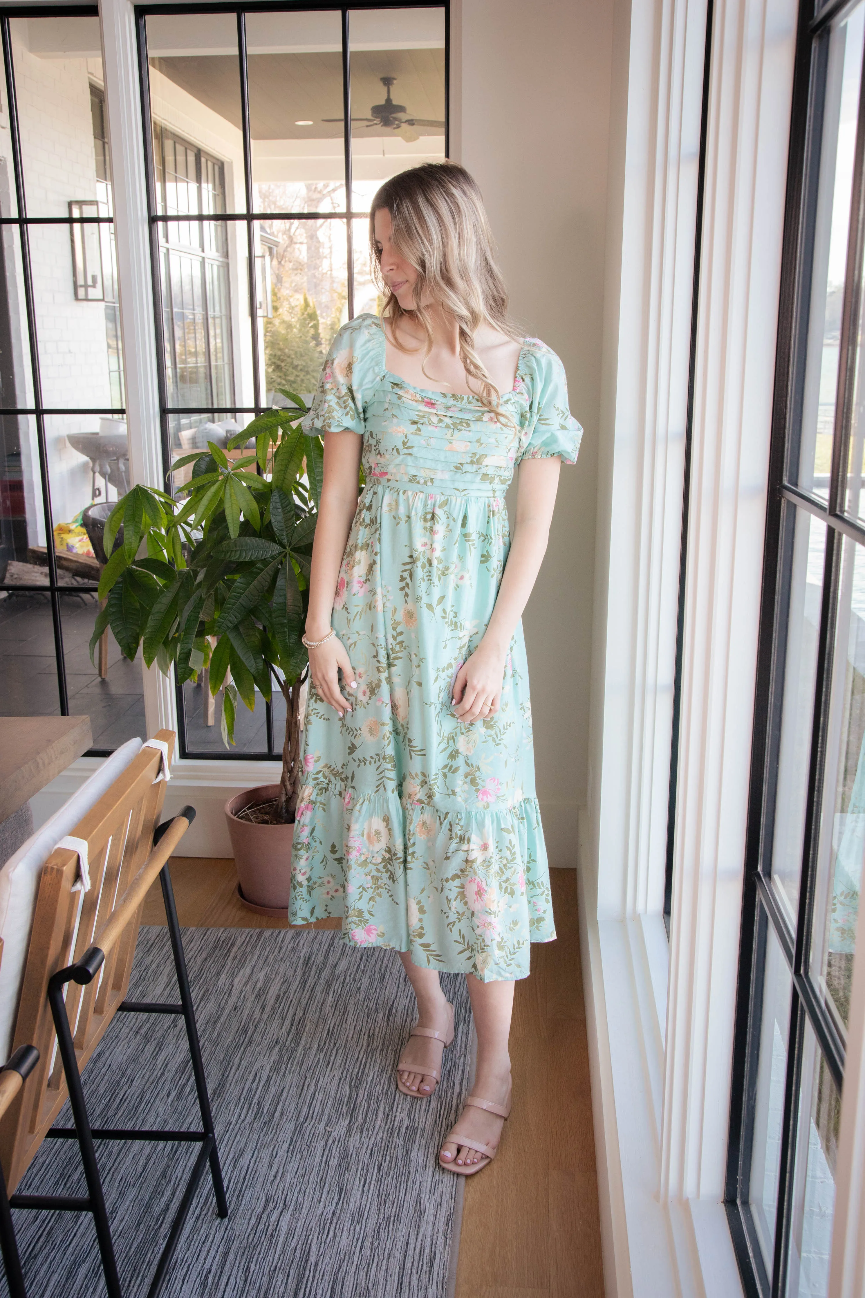 Ashlynn Pleated Floral Dress, Mint Multi sold by North & Main Clothing Company product image thumbnail 3