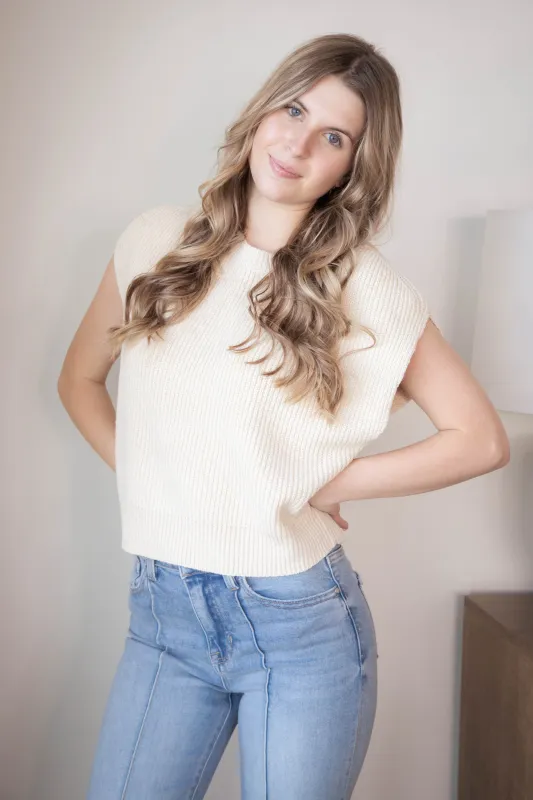 Raindrops Ribbed Sweater Tank, Ivory | Sadie & Sage sold by North & Main Clothing Company