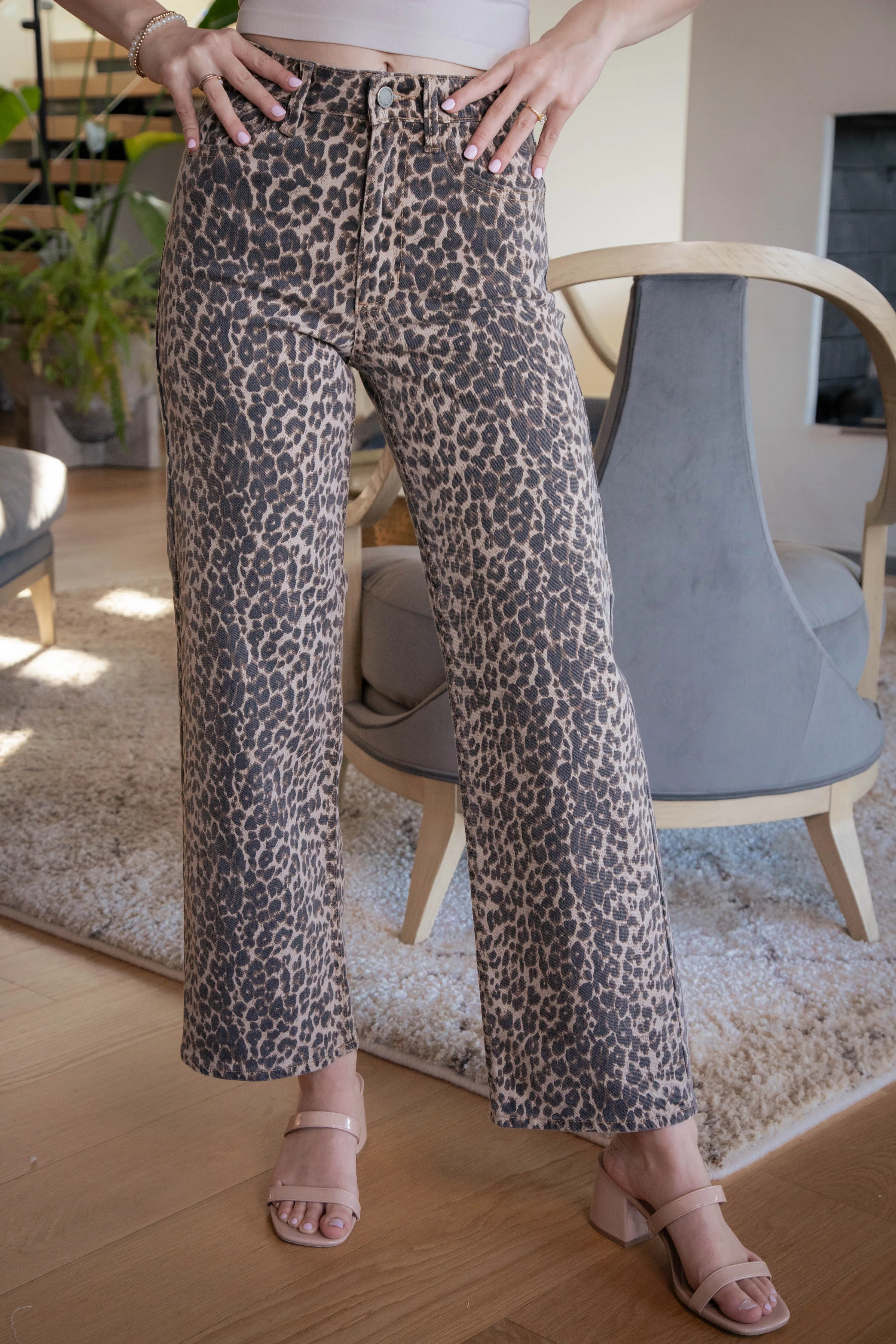 Maeve Vintage Straight Jeans, Leopard Print sold by North & Main Clothing Company