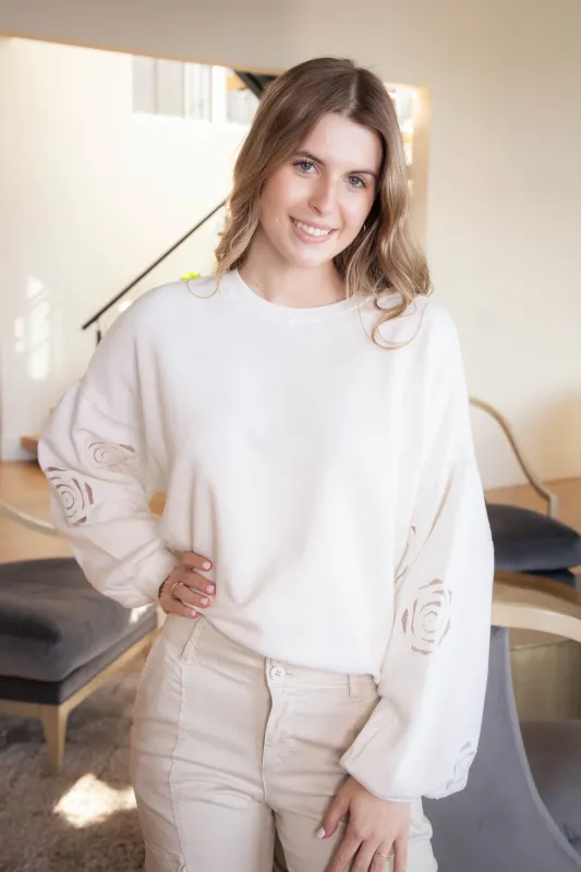 Rose Embroidered Sweatshirt, Muslin | Sanctuary made by North & Main Clothing Company