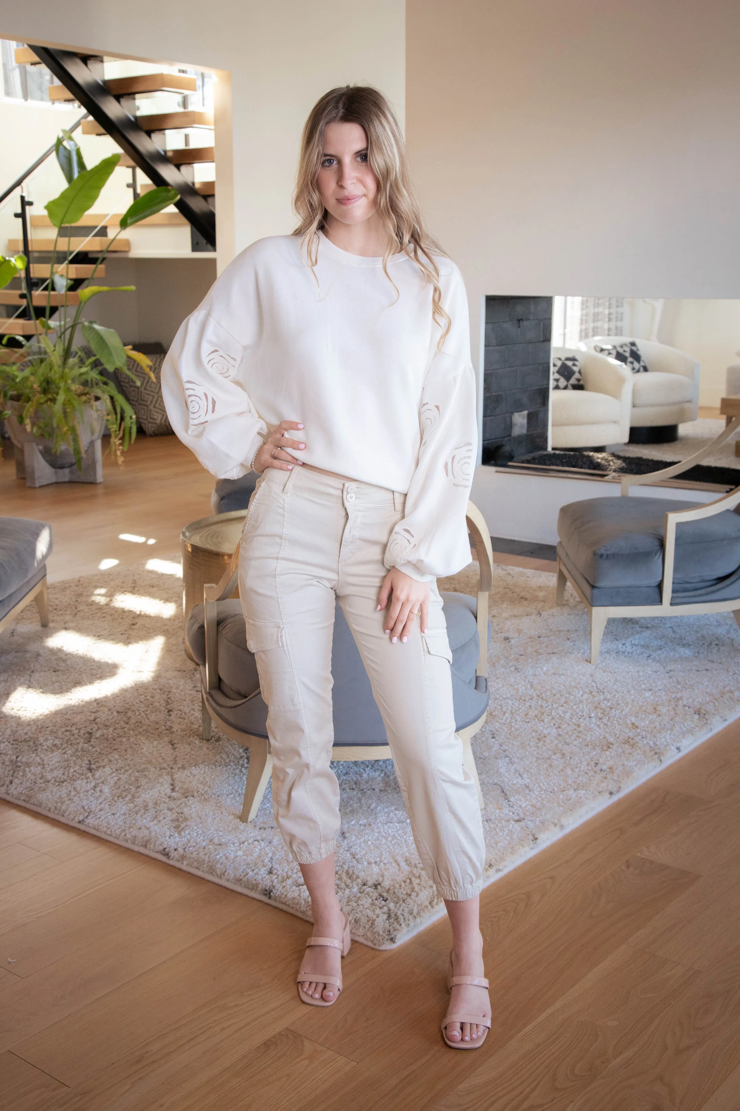 Rose Embroidered Sweatshirt, Muslin | Sanctuary sold by North & Main Clothing Company product image thumbnail 4