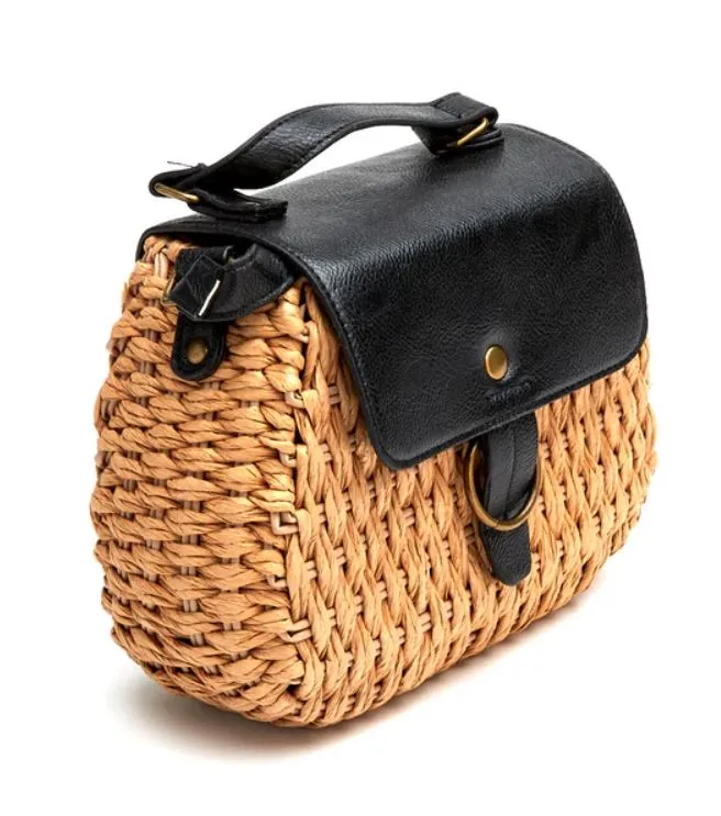 Harbor Raffia & Vegan Leather Crossbody, Black | Beach by Matisse sold by North & Main Clothing Company product image thumbnail 2