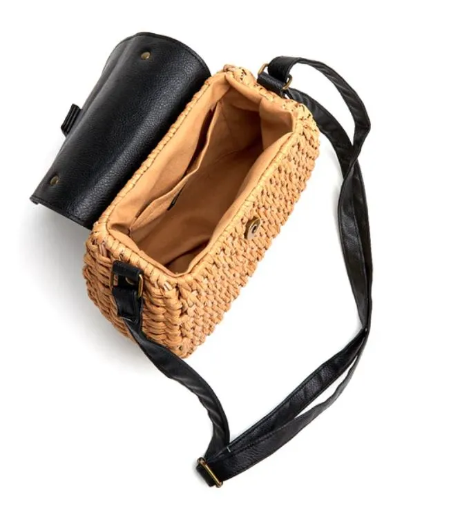 Harbor Raffia & Vegan Leather Crossbody, Black | Beach by Matisse sold by North & Main Clothing Company product image thumbnail 3