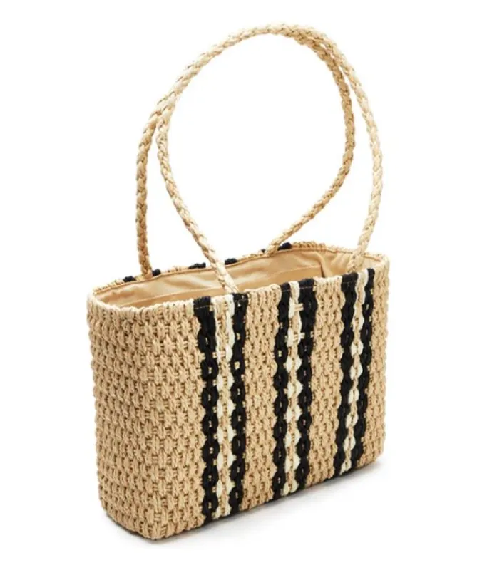 Catamaran Raffia Tote Bag, Natural/Black Stripe | Beach by Matisse sold by North & Main Clothing Company