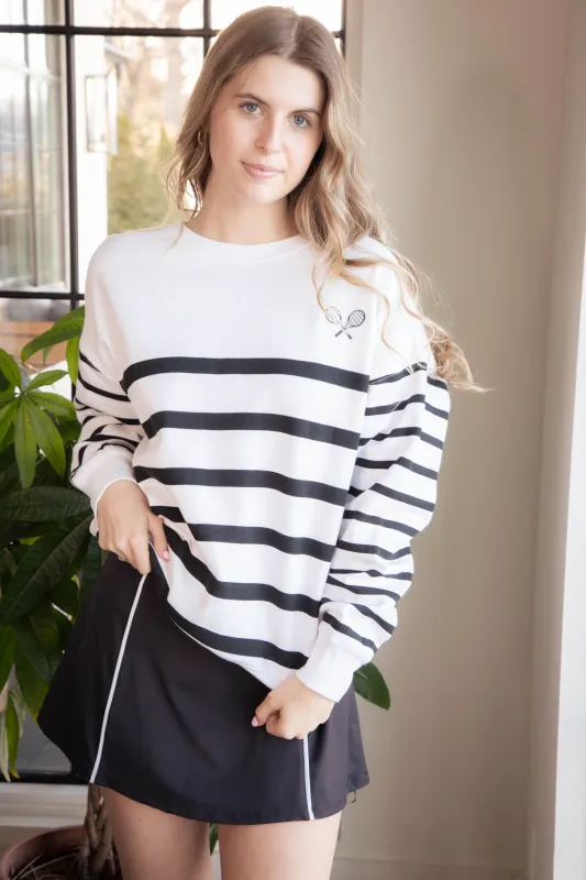 Palisades Striped Sweatshirt, White | Z Supply sold by North & Main Clothing Company
