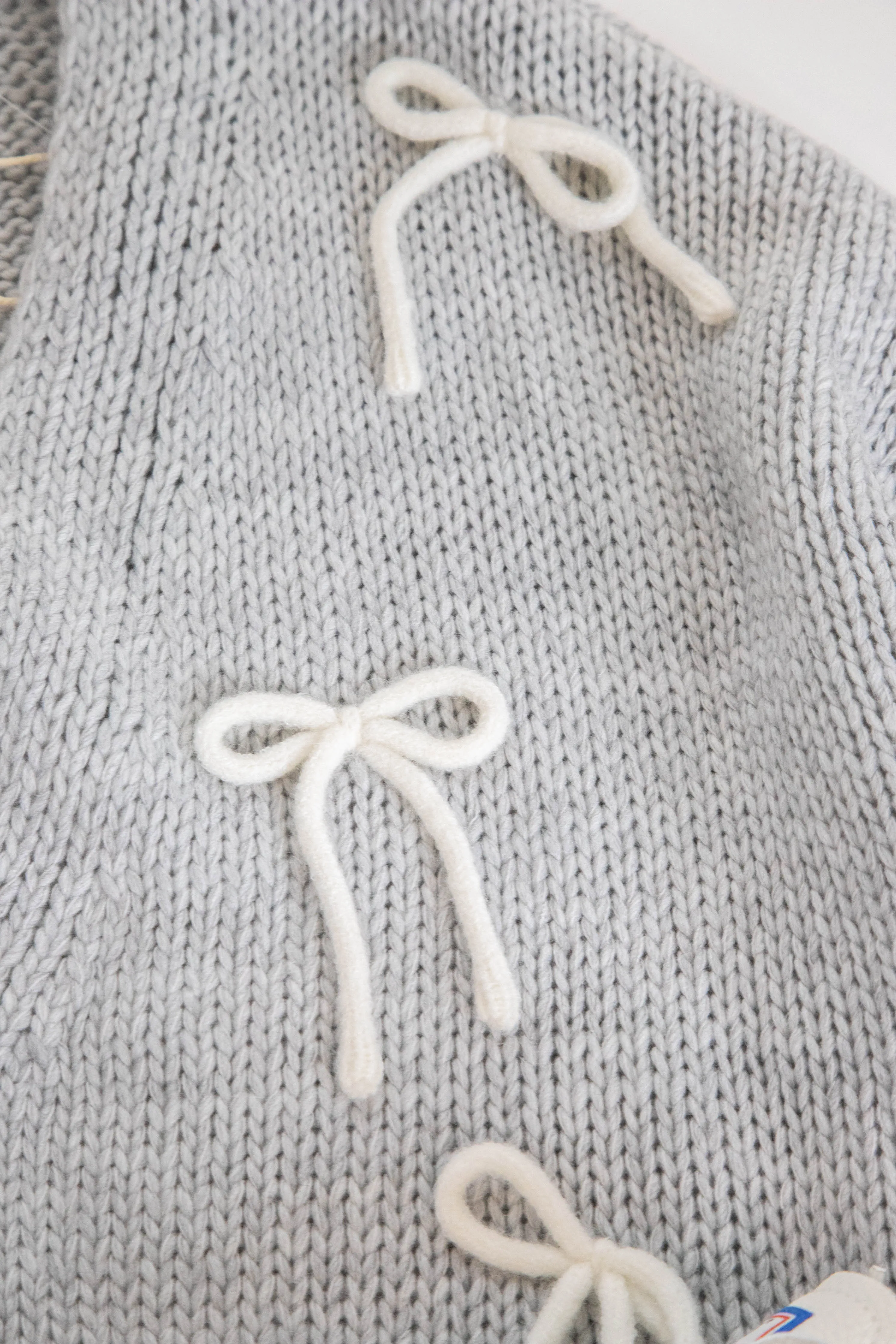 Grace Bow Detail Cardigan, Heather Grey sold by North & Main Clothing Company product image thumbnail 2