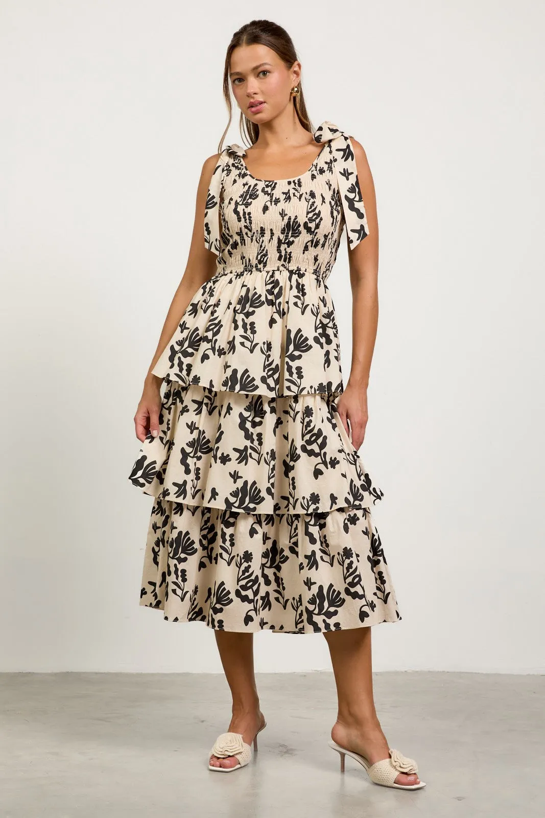 Sadie Printed Poplin Midi Dress, Ivory/Black sold by North & Main Clothing Company product image thumbnail 4