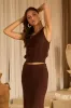 Madelyn Knit Side Slit Skirt, Sepia sold by North & Main Clothing Company