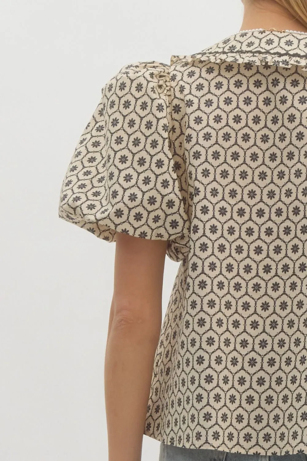 Ridley Trim Detail Blouse, Cream/Black sold by North & Main Clothing Company product image thumbnail 5