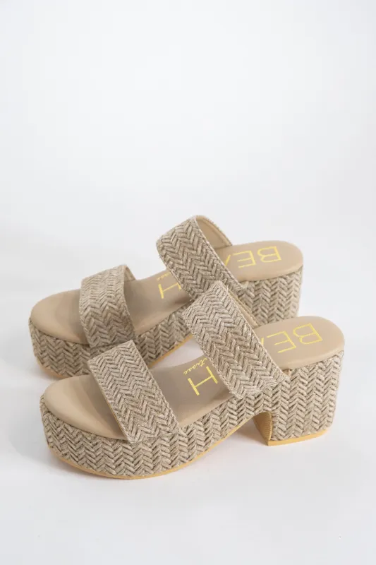 Ocean Ave Raffia Wrapped Platform Demi Wedge, Taupe | Beach by Matisse sold by North & Main Clothing Company