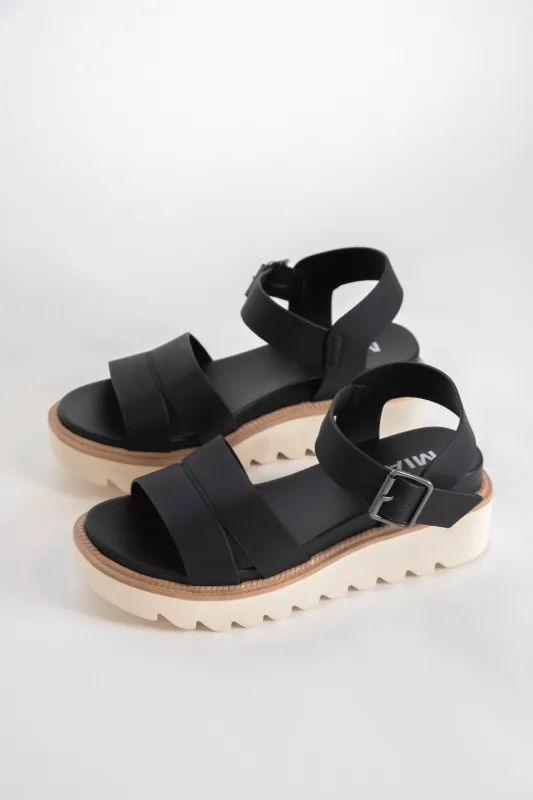 Jovie Flatform Sandal, Black sold by North & Main Clothing Company