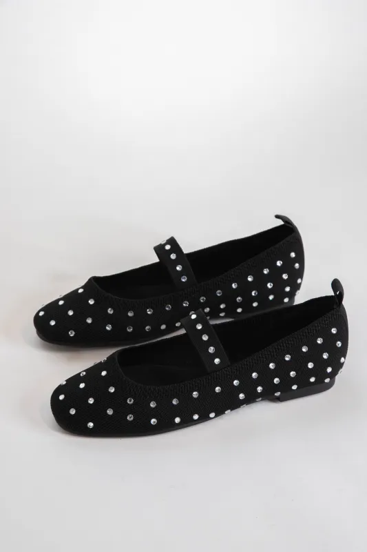 Seema Mary Jane Rhinestone Flat, Black sold by North & Main Clothing Company