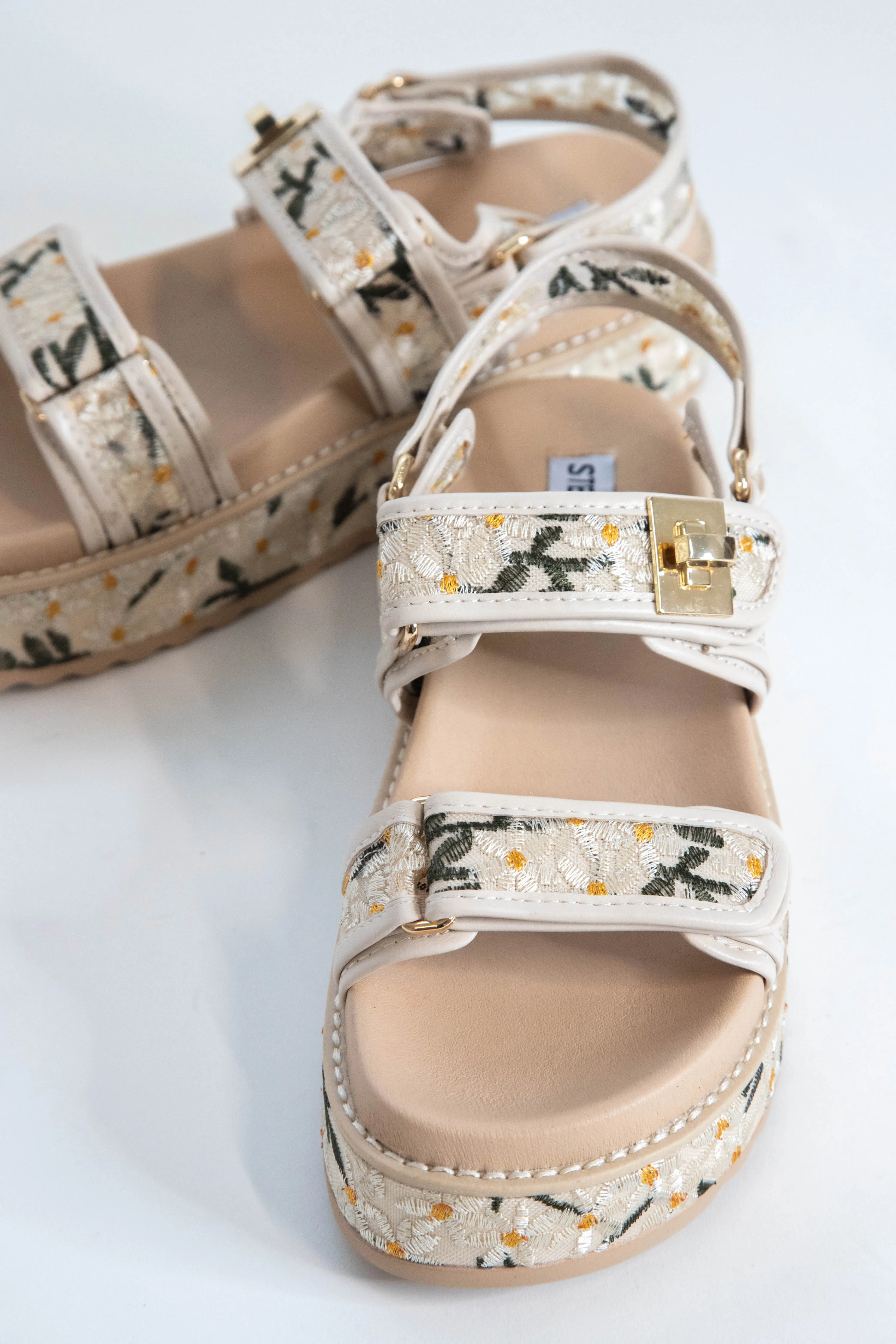 Big Mona Embroidered Platform Sandal, Natural Floral | Steve Madden sold by North & Main Clothing Company product image thumbnail 2