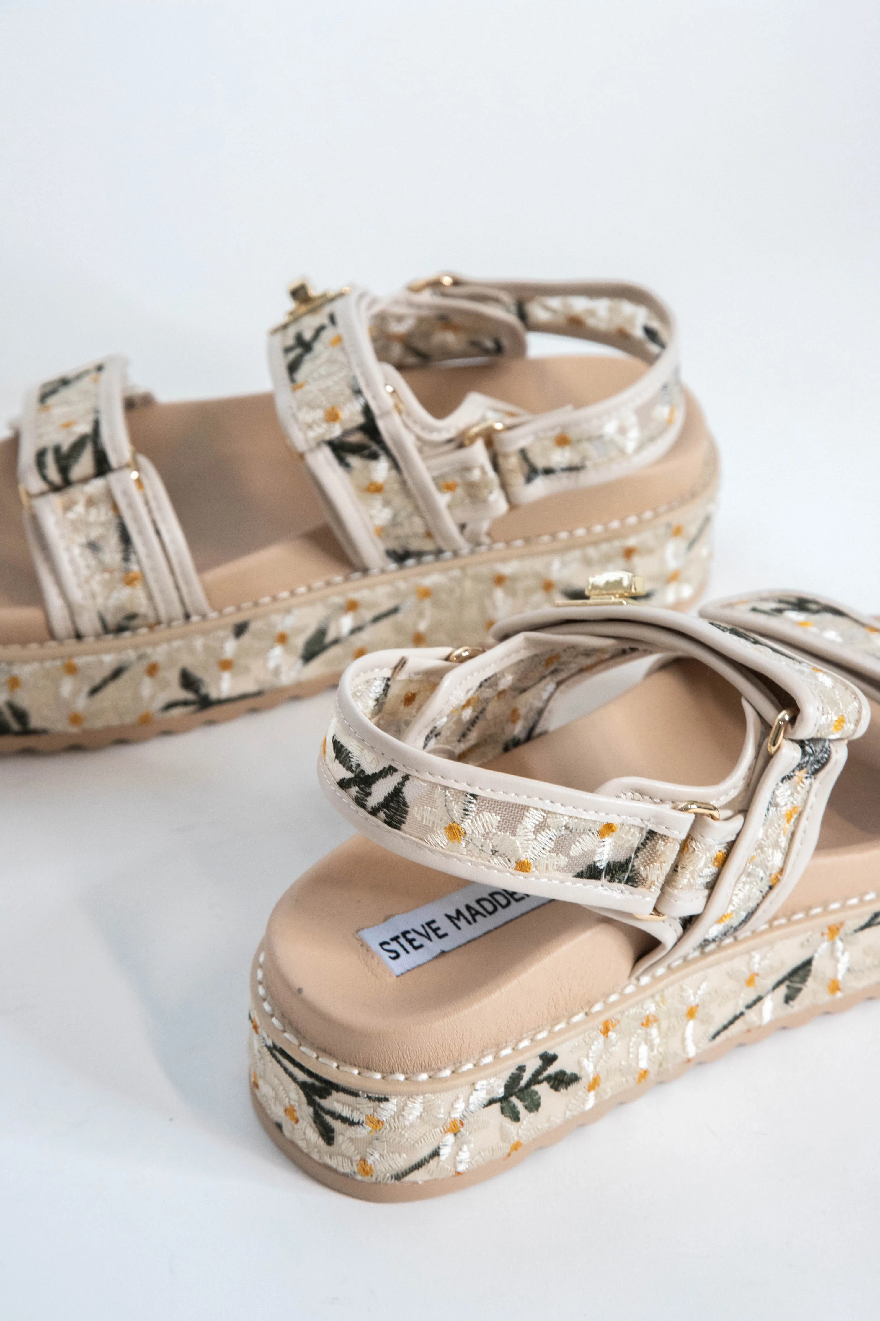 Big Mona Embroidered Platform Sandal, Natural Floral | Steve Madden sold by North & Main Clothing Company product image thumbnail 3