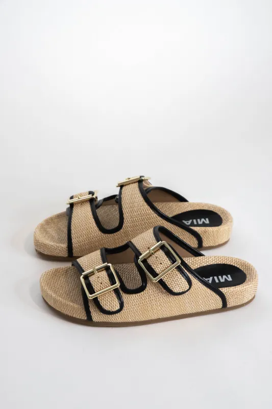 Gazell Two-Tone Raffia Sandal, Natural/Black sold by North & Main Clothing Company