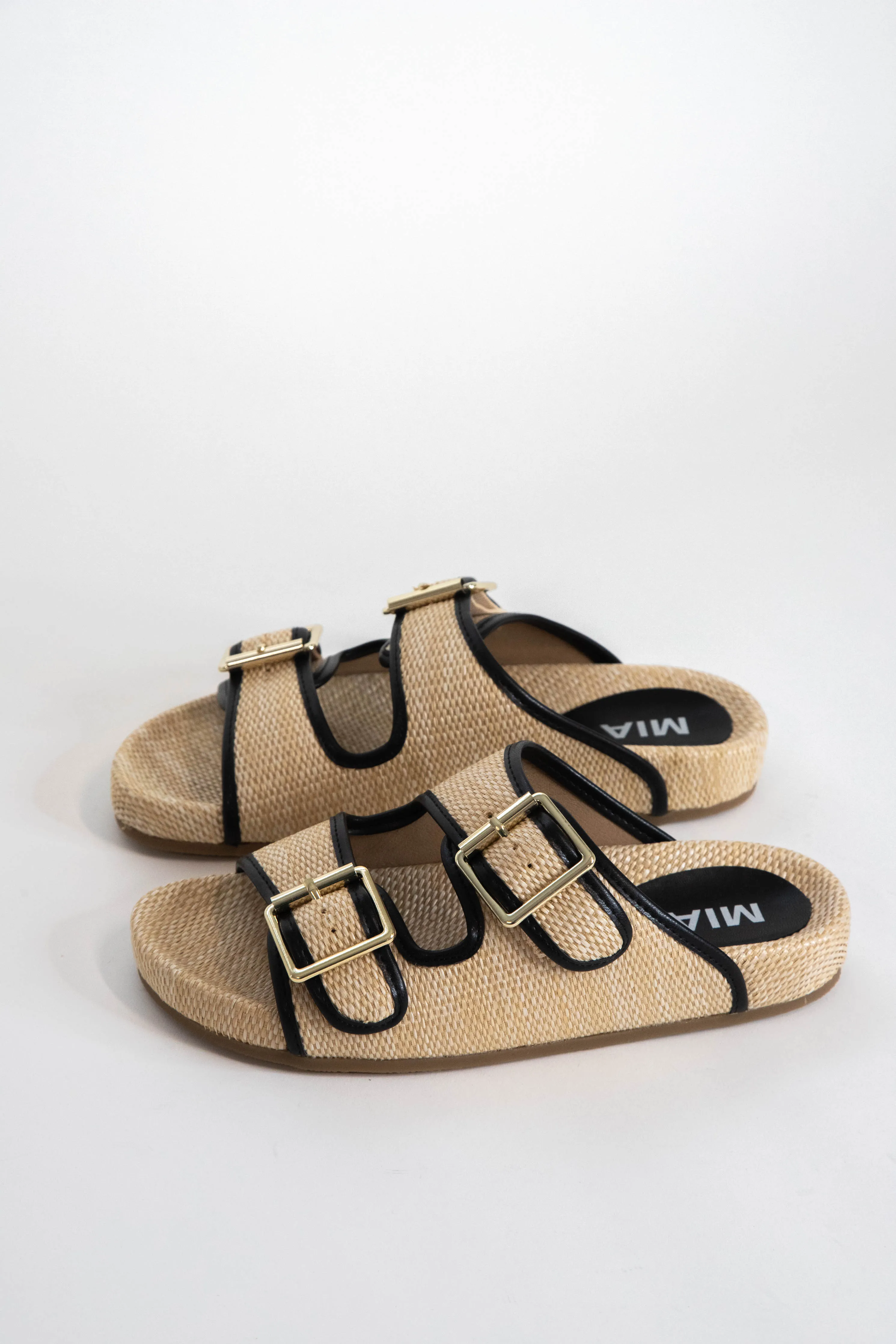 Gazell Two-Tone Raffia Sandal, Natural/Black sold by North & Main Clothing Company