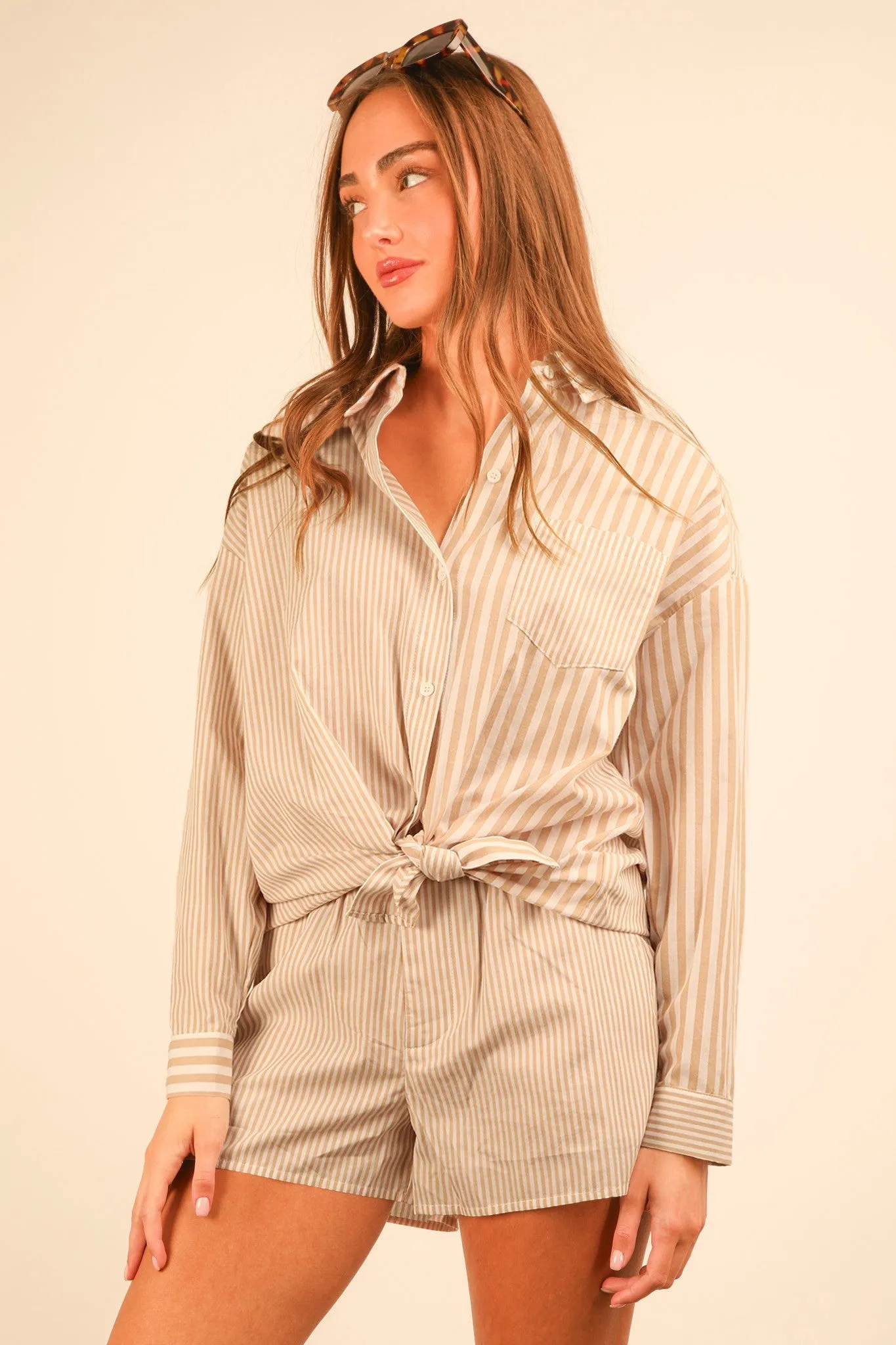 Allison Striped Boxer Shorts, Taupe sold by North & Main Clothing Company product image thumbnail 2