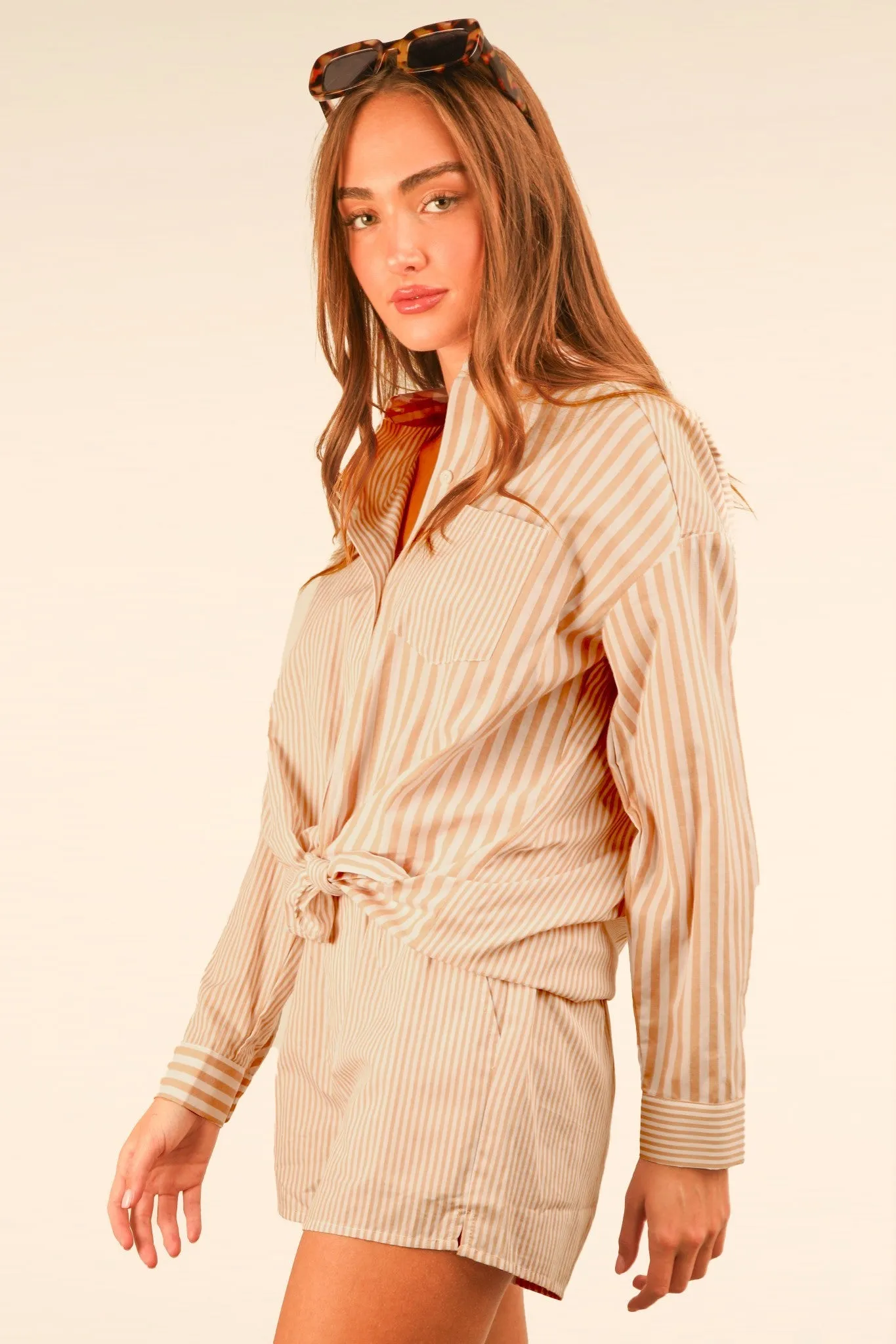 Allison Striped Boxer Shorts, Taupe sold by North & Main Clothing Company product image thumbnail 3