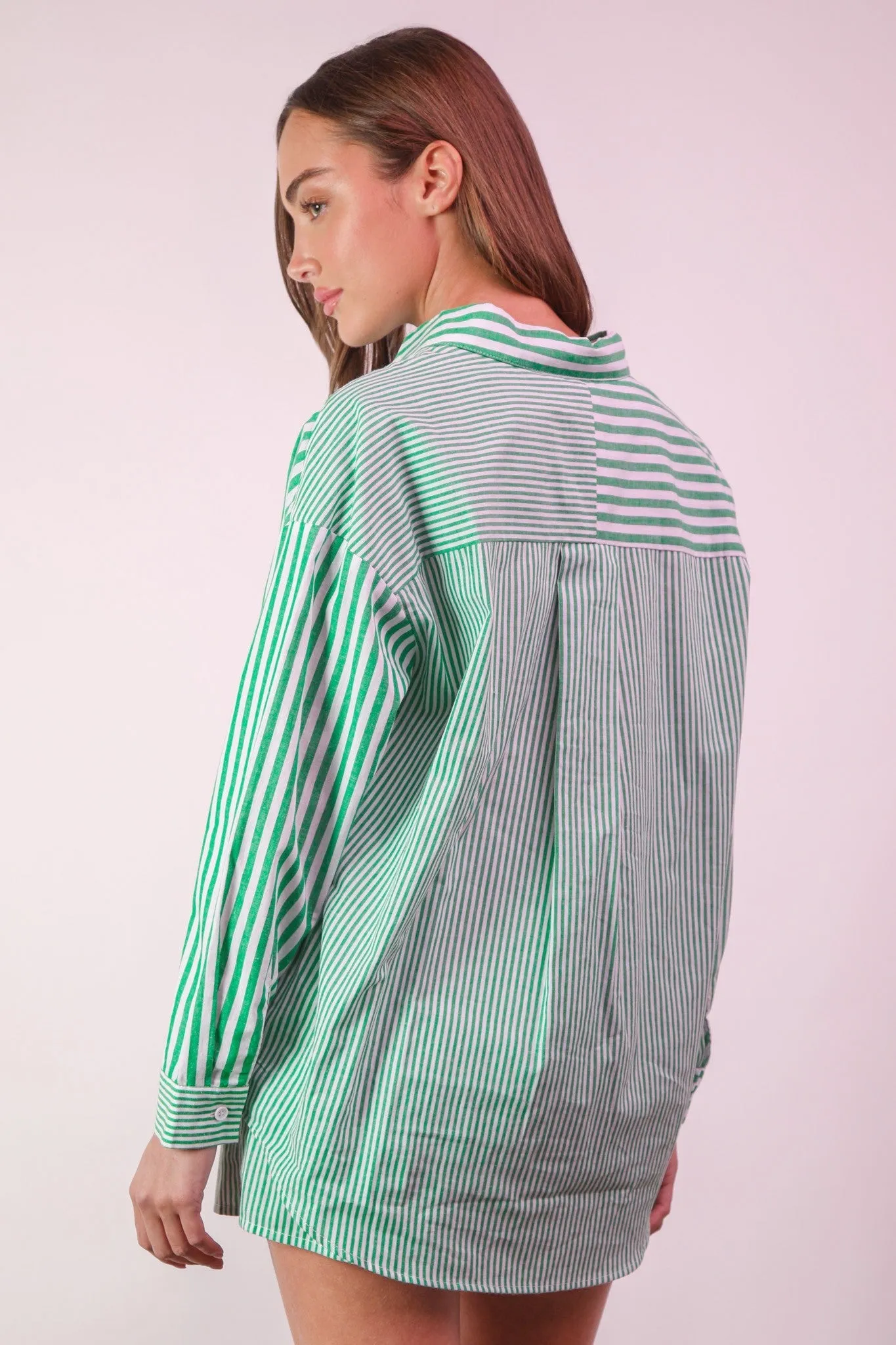 Allison Button Down Striped Shirt, Green sold by North & Main Clothing Company product image thumbnail 3