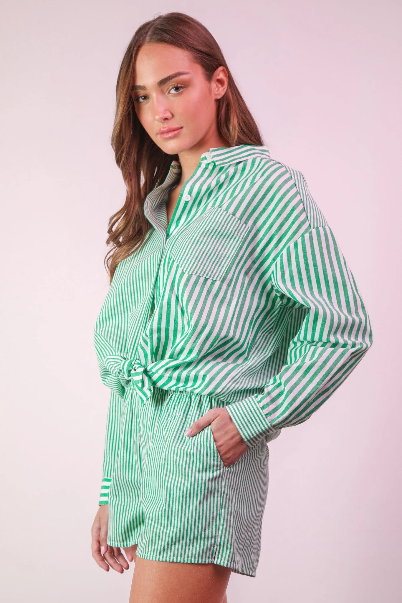 Allison Button Down Striped Shirt, Green sold by North & Main Clothing Company product image thumbnail 2