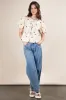 Clara Front Tie Bow Embroidered Top, Beige sold by North & Main Clothing Company